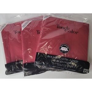 Touch of Color Burgundy Tablecloths‎ Set 3 Octy-Round 82" Plastic Lined New